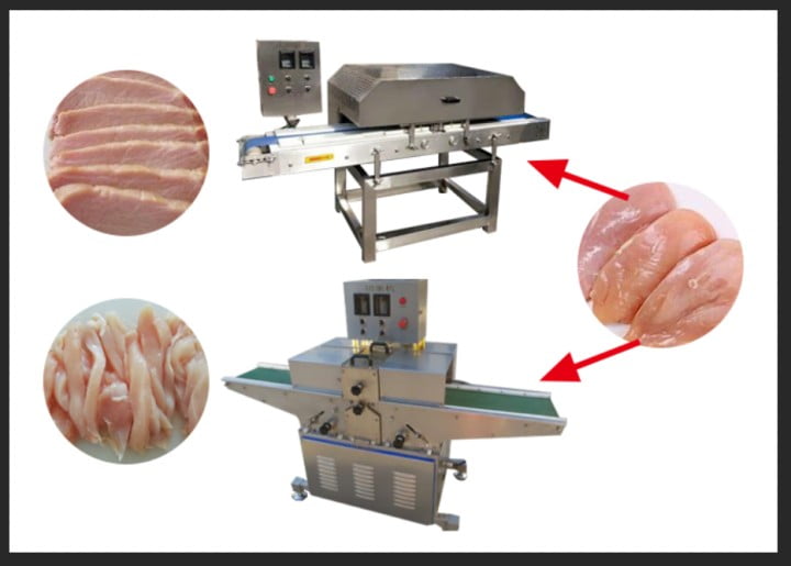 Horizontal slicer chicken breast filleting machine