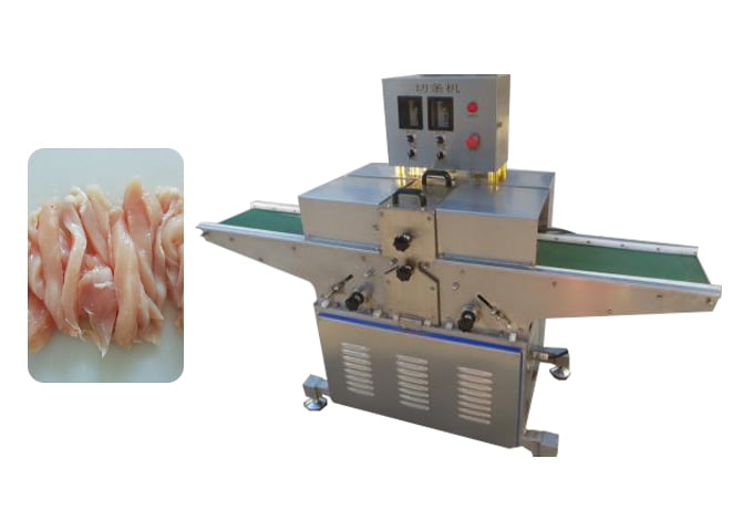 Meat cutting machinery for meat strips 