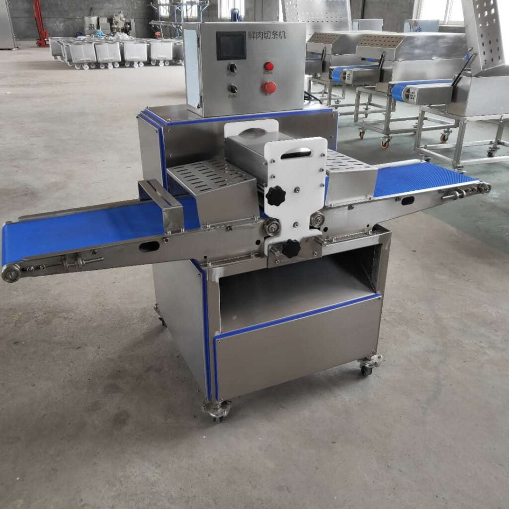 Meat cutting machinery for meat strips 2