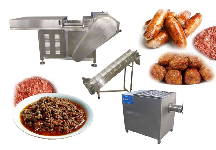 Frozen meat block crushing and grinder line