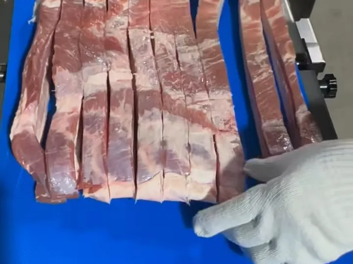 Strip-cut fresh meat