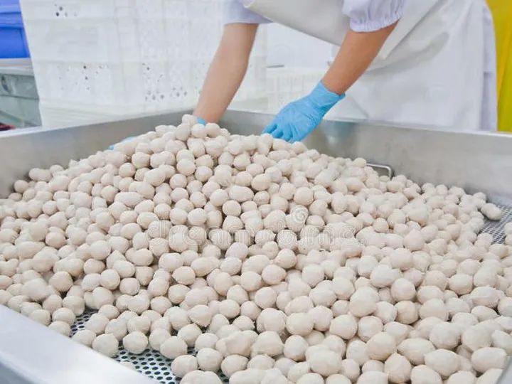 Factory made meatballs