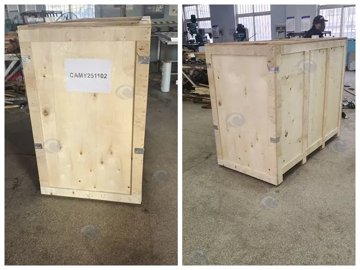 Chicken bone and meat separator wooden crate packing