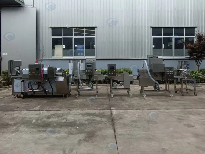 Commercial meat patty processing line